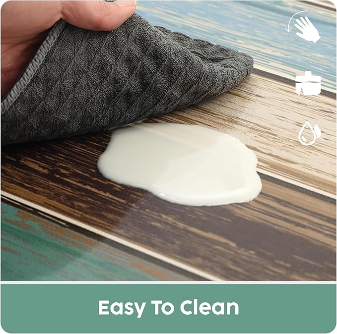 MAYHMYO Anti Fatigue Kitchen Mat for Floor Set of 2 Teal Farmhouse Comfort Mats Cushioned Non Slip Waterproof Kitchen Rugs Standing Kitchen Mats for Floor House Sink Office