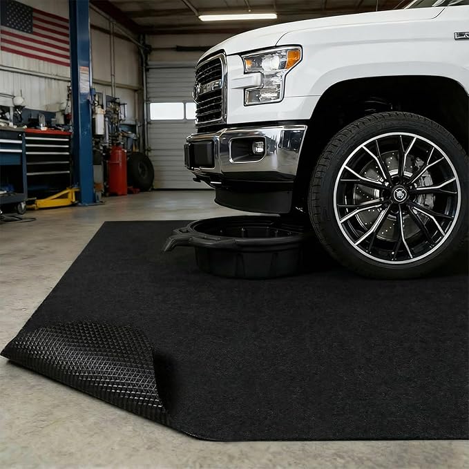 Golener 2-Pack Oil Spill Mats - Garage Floor Mat, Absorbent Oil Pad, Premium Maintenance Mat, Waterproof, Contain Liquid, Protect Garage Surface from Spill & Stain, Reusable, Durable, Black, 36”x59”