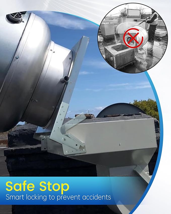 11.8" × 9.8" Exhaust Fan Hinges for Restaurant Canopy Hood, Heavy-Duty L Commercial Exhaust Fan Hinge Kit, Used on Fans with Wheels Larger than 20" or Fans with Bases of 33” or Larger