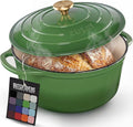 Zulay Kitchen 6 Quart Enameled Cast Iron Dutch Oven Pot with Lid – Premium Durability & Oven Safe up to 500°F – Heavy Duty Cookware Perfect for Bread Baking, Stews, Braising & Roasting – Green