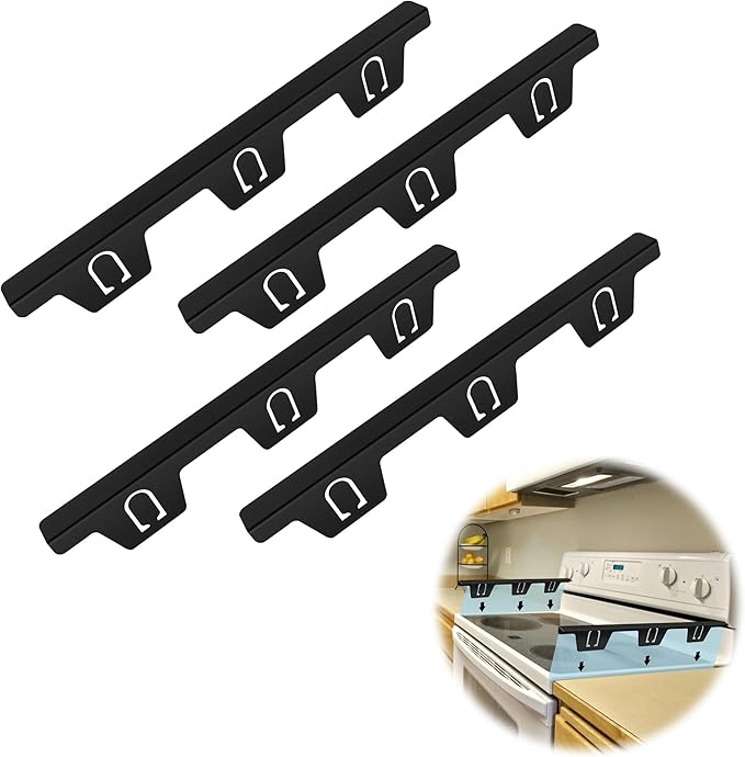 4PCS Stove Gap Covers Stainless Steel, Retractable Stove Counter Gap Filler, Between Stove and Counter Slide In Range Trim Kit for Kitchen