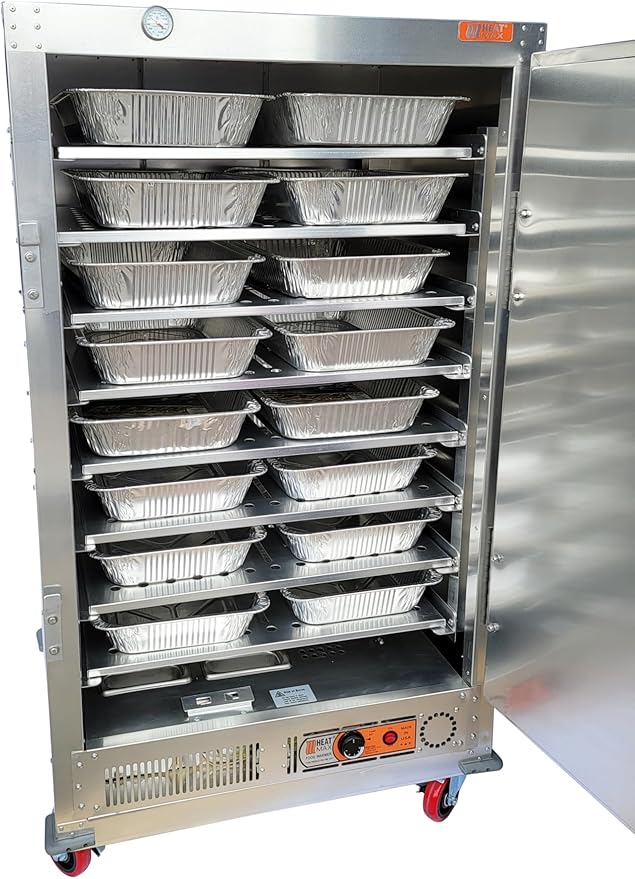 HeatMax 322758 Large Electric Commercial Food Warmer Holding Cabinet for 16 Full Size Pans, for Churches, Schools, Institutions - Made in USA with Service and Support - 120V Plug, Potluck