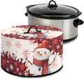 Snowman Snowflake Print Slow Cooker Cover with Accessory Pocket and Top Handle for Dust Protection Easy to Remove Winter Kitchen Appliance Organizer Christmas Decor Kitchen Accessories