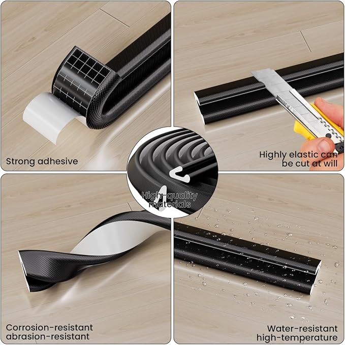 V Shape Thin Foam Weather Stripping Door Frame Seal Strip 33FT Black, Draft Stopper, Insulation Winter, Weatherstripping, Gap Sealing, Soundproofing, Self-Adhesive Used for Exterior Front Door Side