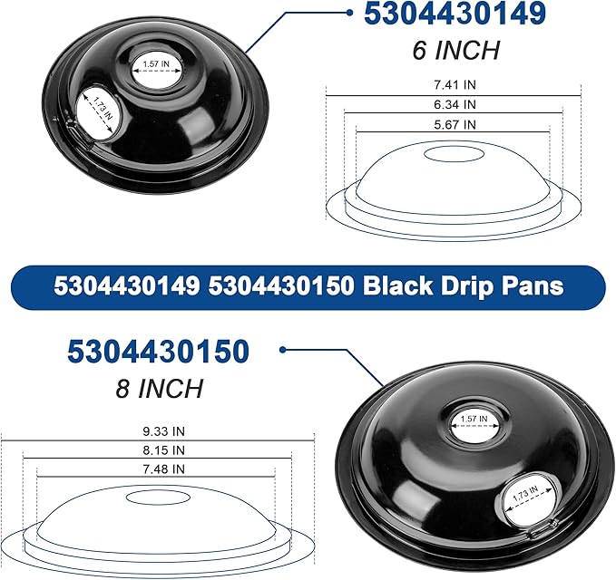 Electric Stove Burner Coil Elements MP15YA MP21YA and 5304430150 5304430149 Porcelain Black Drip Pans Replacement for ken-more fri-gidaire Electric Stove Burners for Electric Stove Top by Fetechmate