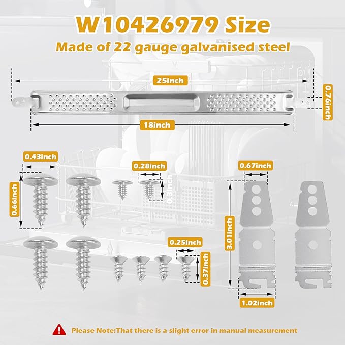 IWIWE W10426979 18" Compact Dishwasher Mounting Bracket Kit Fit for Whirlpool, KitchenAid and Maytag Compact 18 Inch Dishwasher for Granite and Quartz Countertops (W10426979 (18") – for Slim Compact)