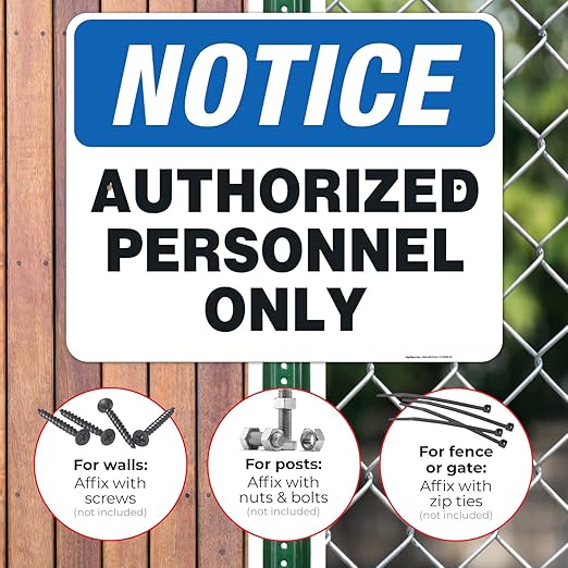 Authorized Personnel Only Sign, 24x30 Inches, Rust Free .063 Aluminum, Fade Resistant, Indoor/Outdoor Use, Made in USA
