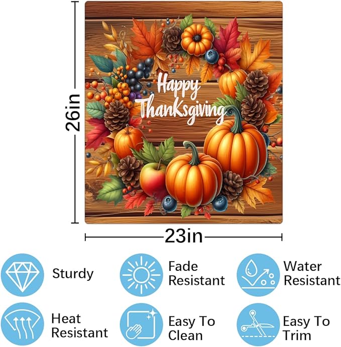 Thanksgiving Pumpkin Leaf Dishwasher Magnet Cover Magnetic Dishwasher Decorative Cover Front Dishwasher Door Covers Reuseable Dishwasher Covers Decal Decor for Kitchen Home Appliances Gift 23" X 26"