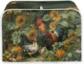 UNICEU Sunflowers Rooster Print Toaster Cover 2 Slice Stain Resistant Oil Protection Dust Cover Washable Kitchen Small Appliance Covers for Bread Maker