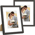 Vittanly 8x10 Picture Frame Set of 2, Solid Wood Frame for Wall or Tabletop, Display Photo 5x7 with Mat or 8x10 without Mat, Black