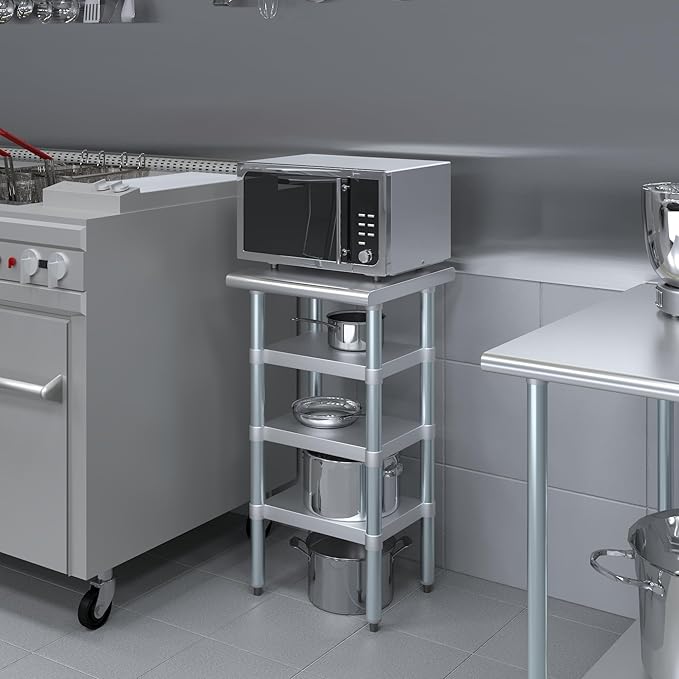 18 in. x 18 in. Stainless Steel Work Table with Three Bottom Shelves | NSF Kitchen Prep Table | Utitly Metal Table