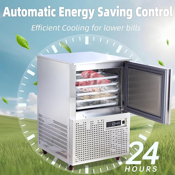 Commercial Blast Chiller 5 Trays, Shock Freezing Blast Chiller & Freezer Heavy Duty, Flash Freezer for Ice Cream, Seafood, Desserts, Meat-Lowest Temperature -40°C