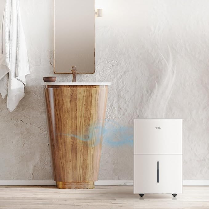 TCL 4,500 Sq. Ft. Smart Dehumidifier, Energy Star, 50 Pints Per Day, Moisture & Humidity Absorber for Bedroom, Bathroom, Basement & Other Rooms, Works with Alexa/Google Assistant