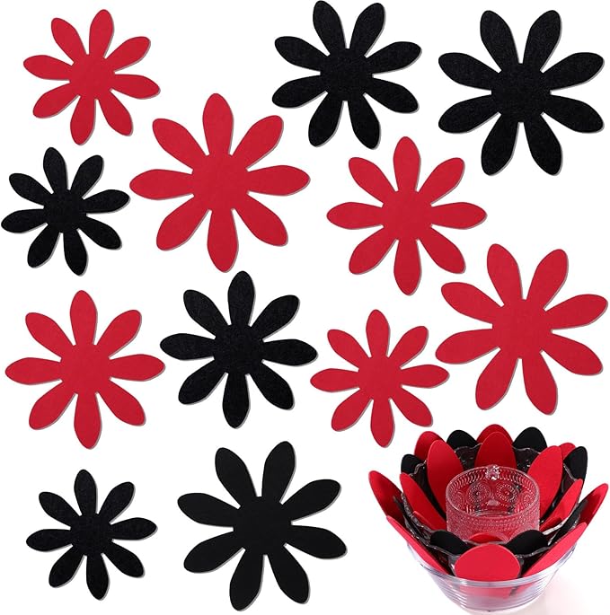 Queekay 12 Pcs Felt Pot and Pan Protectors 12/14/16 Inch Larger Thicker Pan Protector Pads, Colorful Pot Separators for Stacking Cookware Organizing Protecting(Black Red)