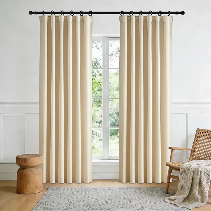 Room Divider Blackout Curtain Track Curtains Wall Dividers Panels Screen for Living Rooms Bedroom Office Privacy Partition Separation, W52 × L96 Inch,1 Panel, Beige