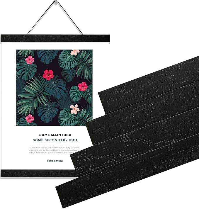 4 Pack Magnetic Poster Hanger Frame 12 inch Black- 12x16 12x18 12x20 12x24 Poster Frame for Wall Art Pictures Photos Prints Maps Diamond Art Painting