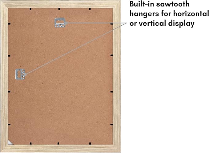 Americanflat 11x14 Picture Frame with Shatter-Resistant Glass - Use as 8x10 Frame with Mat or Display 11x14 Photo Without Mat - Signature Collection - Picture Frames for Wall Display - Natural Oak