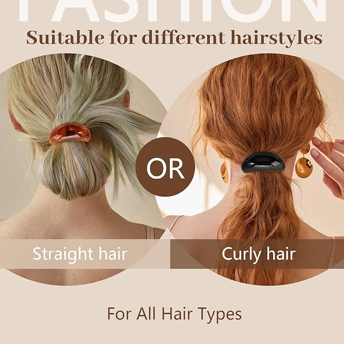 3PCS Hair Ties, Acrylic Hair Ties for Thick Hair, Elegant Durable Geometric Design Hair Cuffs, Hair Accessories Stretchy and Non-Damage Ponytail Holders 3 Style Holiday Gifts Marble Color