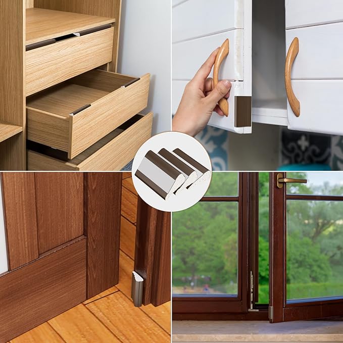 196” Wedge-Shape Foam Window Weather Stripping Door Seal Strip,Soundproofing Frame Insulation Tape for Exterior Front Door,Noise Cancelling Window Inserts,Door Gap Filler Light Blocker,Brown