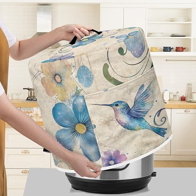 Bird Flower Pressure Cooker Cover Instant Pot Accessories Instant Pot Kitchen Appliance Dust Cover with Pockets for Rice Cooker Air Fryer Slow Cooker Dust Covers for Kitchen Size L