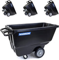 Tilt Truck, 1/2 Cu. Yd. Capacity Dump Cart with Heavy Duty 12” Wheels & 5” Casters for Handling, Transporting on Construction Jobsites, 750 lbs, Trash Cart with Wheels DUC12A-04PK (4-Pack)