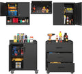 Metal Tool Cabinet,Garage Storage Cabinet System,Wall Cabinet & Locking Rolling Tool Cabinet with Doors and Adjustable Shelves,Steel Tool Cabinets for Home (5 Pcs-StyleB, Black)