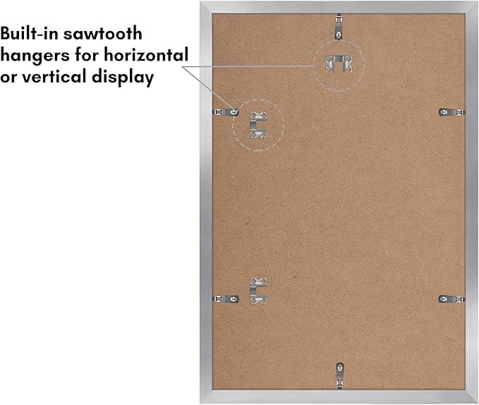 Americanflat 12x18 Poster Frame with Polished Plexiglass - Set of 5 - Use as 11x17 Frame with Mat or Display 12x18 Photo Without Mat - Galleria Collection - Picture Frames for Wall Display - Silver