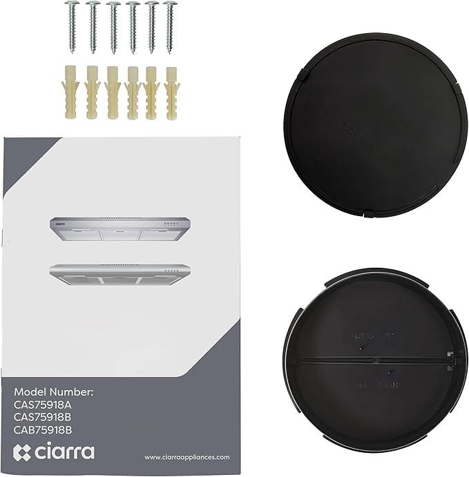 CIARRA Black Range Hood 30 inch Under Cabinet Ductless Range Hood Vent for Kitchen with Anti-fingerprint Design, 3 Speed Exhaust Fan