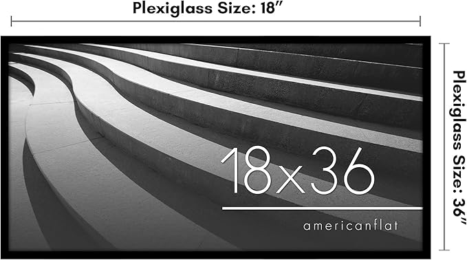 Americanflat 18x36 Picture Frame with Polished Plexiglass - Streamline Collection - Thin Border Picture Frame for Wall Display - Hanging Hardware Included - Black