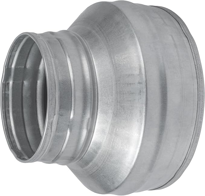 6" to 4" Inch Round Duct Reducer - Male Fit Galvanized Steel Pipe Increaser - Coupling for Round Duct Ventilation Systems - Heating & Cooling