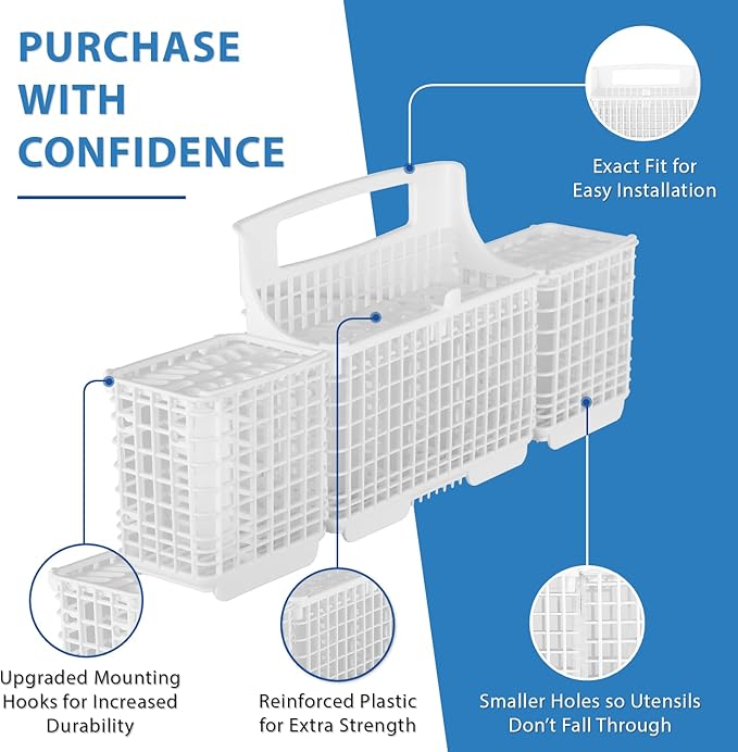 Lifetime Appliance W10807920 Silverware Basket Compatible with Whirlpool, Kenmore Dishwasher - 8562080, WP8562080, 8562086