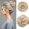 CJL HAIR 2PCs Small Cute Messy Bun Hair Piece for Thin Hair Women Mini Synthetic Curly Bun Scrunchies Updo Hairpieces Cream Blonde