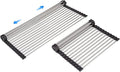 Large Telescopic Drain Rack Roll Up Rack Heat-Resistant Dish Drainer Kitchen Sink Rack Over The Sink Dish Drying Rack Stainless Steel Dish Rack (18 Tube 21.25''x12.79'')