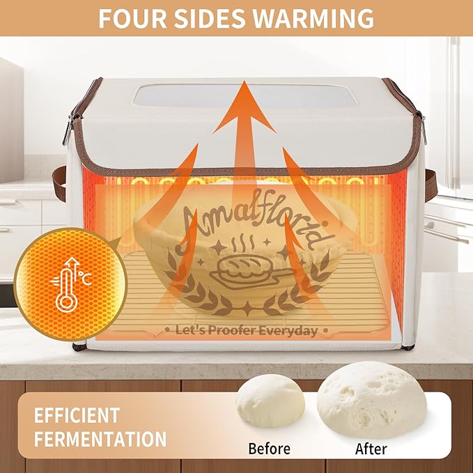 Folding Bread Proofing Box, Dough Proofer with 68-131℉ Temp Control & 99H Timer, Proofing Box for Sourdough, Bread, Yogurt, Kombucha, Space-Saving & 6-Layer Fabric