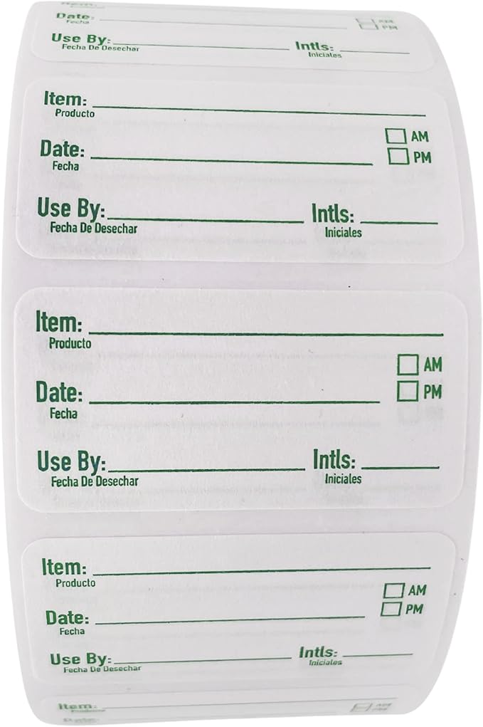 2x1 Dissolvable Food Labels, 500 Label Stickers, Bottle Labels for Storage Bins, Sticker Labels for Food containers, (500, Green)