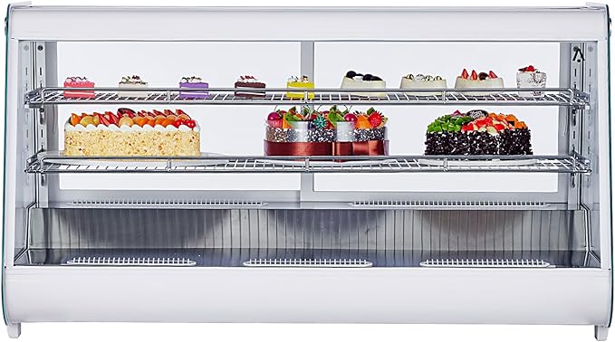 8.1 Cu.Ft Commercial Glass Door Refrigerator | Countertop Display Fridge with LED Lighting for Bakeries, Cafes, Convenience Stores | Energy Efficient, Adjustable Shelves, Auto-Closing Door