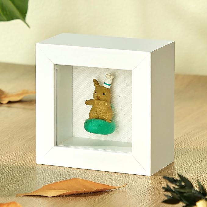 3x3 Mini Shadow Box Display Case Picture Frame with Soft Linen Back,Small Deep White Shadow Box 3x3 for Flowers Medal Display Case Jersey pet Graduation Memorabilia Baby Ltems Crafts Photos