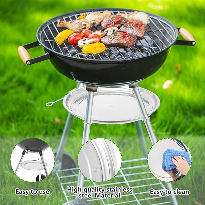 13.4" Diameter Charcoal Grill Ash Catcher Pan Compatible with Weber 22" Kettle Grills, Ash Pan for Grill Replacement Parts