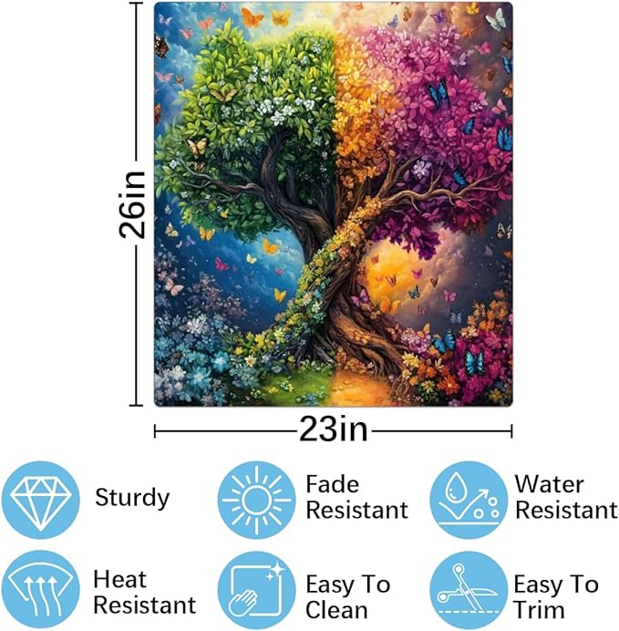 Colorful Tree Butterflies Dishwasher Magnet Cover, Reusable Refrigerator Panel Stickers Microwave Front Door Covers Magnets for Kitchen Home Appliances Holiday Party Decorations 23 X 26 in
