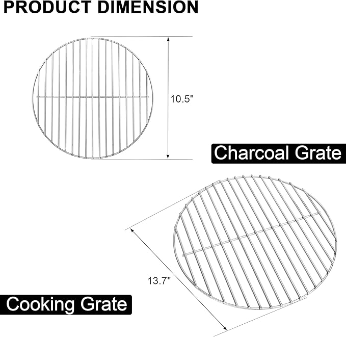Accessories Kit for Weber 14'' Smokey Joe/Smokey Joe Silver and Gold and Tuck-n-Carry Grills,Cooking Grate and Charcoal Grate Replacement Parts for Weber 7431 7439