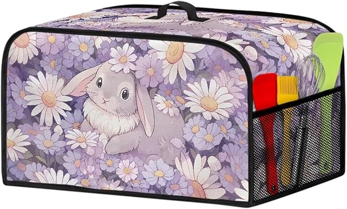 Rabbit 6-8 Qt Slow Cooker Dust Cover Flower Slow Cooker Cover Slow Cooker Cover Compatible with 6-8 qt Slow Cooker Kitchen Living Room Decor for Easter