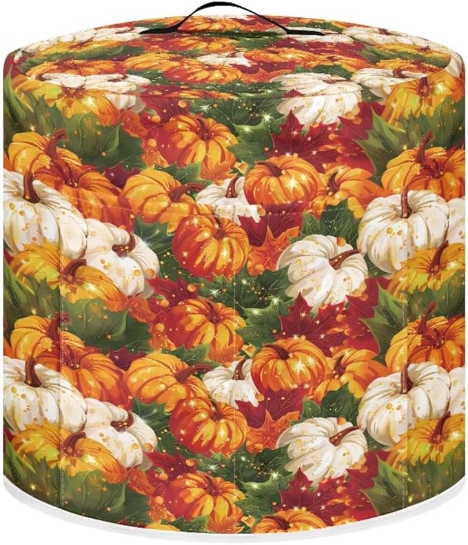 8 Quart Pressure Cooker Dust Cover with Top Handle and Storage Pockets Kitchen Appliance Protector Cover for Air Fryer Rick Cooker Pumpkins Maple Leaf Thanksgiving Day Decor