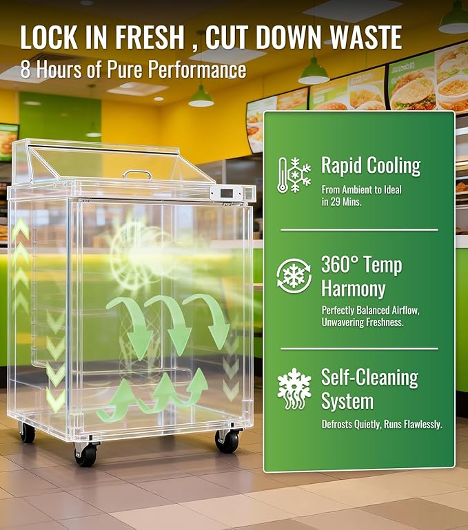 29" W Commercial Refrigerators Sandwich Salad Prep Table, 8.6 Cu.Ft Stainless Steel Food Prep Fridge with 8 Pans, Adjustable Shelves, Auto Defrost, Good Choice for Poke Bowl Shops, Delis, Food Truck