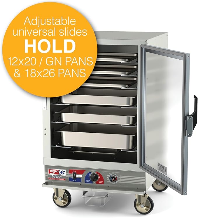 METRO C5E5-CFC-U C5 E-Series Premium Holding and Proofing Cabinet, Half Height, Full Length Clear Door, Universal Wire Slides, 120V, 60Hz, 2000W