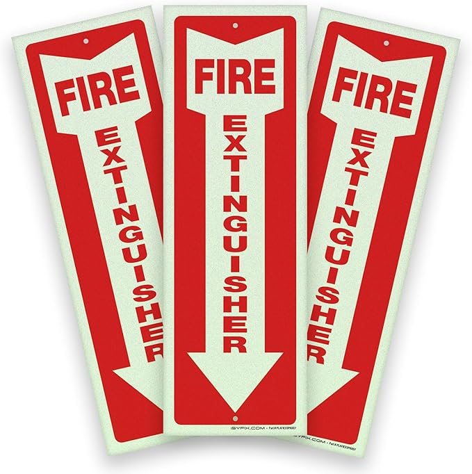 iSYFIX Fire Extinguisher Reflective Signs – 3 Pack 4x12 Inch – 40 mil Thick Polystyrene Plastic, Laminated for Ultimate UV, Weather, Scratch, Water & Fade Resistance, Indoor & Outdoor