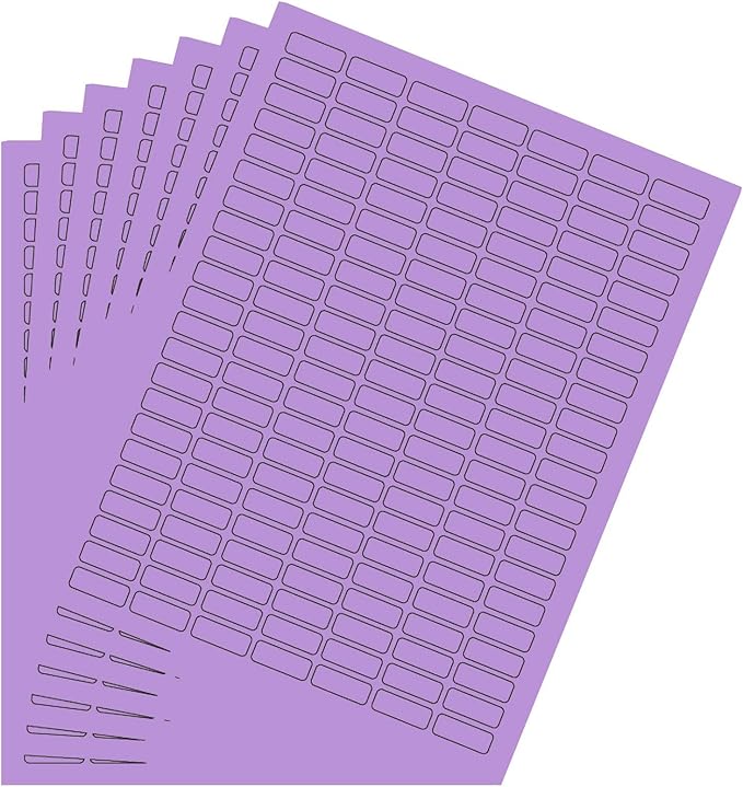 Labels Printable Sticker Paper Sheets for Printers in Purple - 1078 Pack, Small Printing Labels 1 inch x 0.375 inch for Laser Printers with Template Included, 7 Full Sheets
