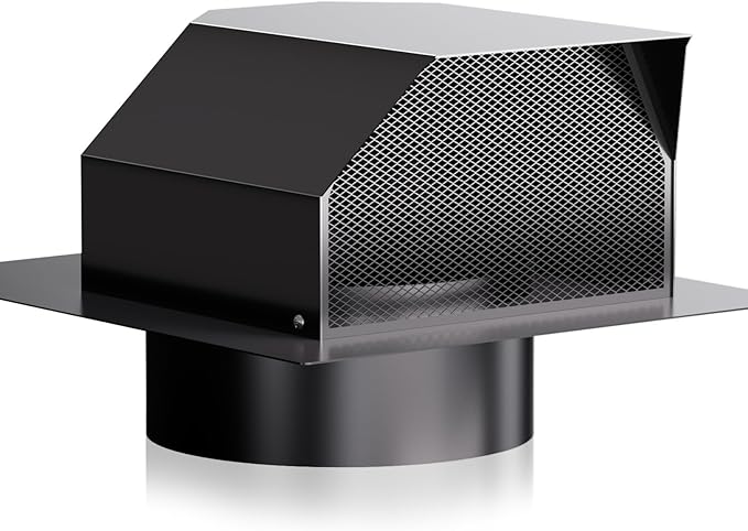 Hon&Guan 8 Inch Roof Vent Cap，Upgraded Airflow Roof Vents for Houses Watertight Galvanized Steel Roof Exhaust Vent for Ventilation System-with Damper