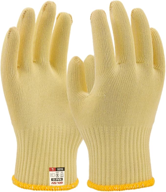 Heat Cut Resistant Gloves,Kevlar Oven Gloves With Fingers,Heat Resistant Up To 550°F, Thick Knit Design,Machine Washable - Grill Mitts For Men & Women(L)