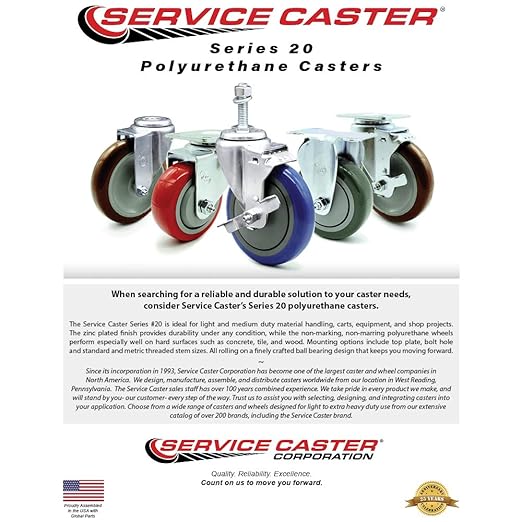 Service Caster Brand Replacement Caster for Uline Caster H-5540R-Rigid Top Plate Caster with 5 Inch Maroon Polyurethane Wheel-Light Duty Replacement Caster-Fits Cart, Dollies and Poly Box Truck H-3840