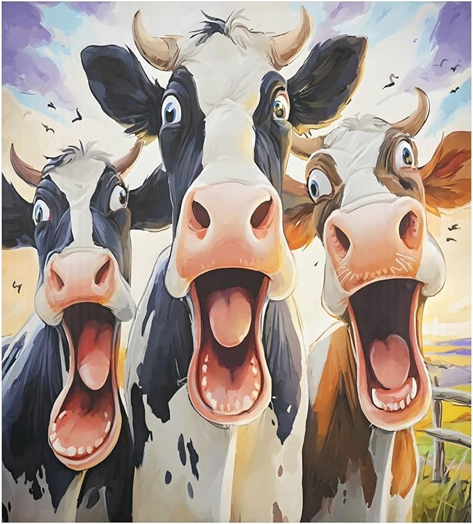 Three Funny Cows Dishwasher Magnet Cover Front Dishwasher Cover Magnetic Home Cabinet Decals Appliances Stickers Refrigerator Decor, 23x26in